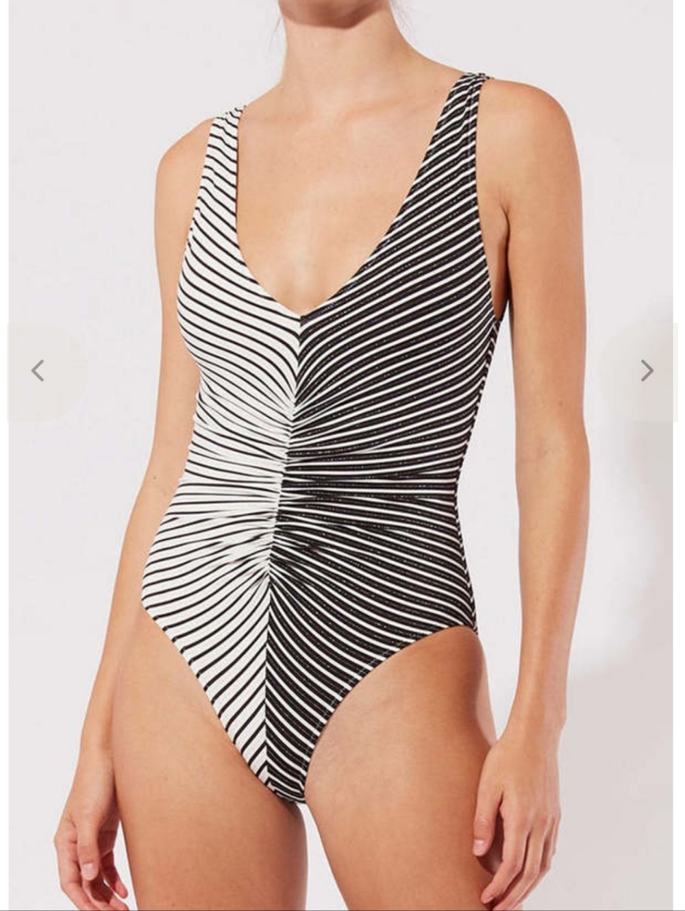 SOLID & STRIPED Black and White Striped One-Piece Swimsuit